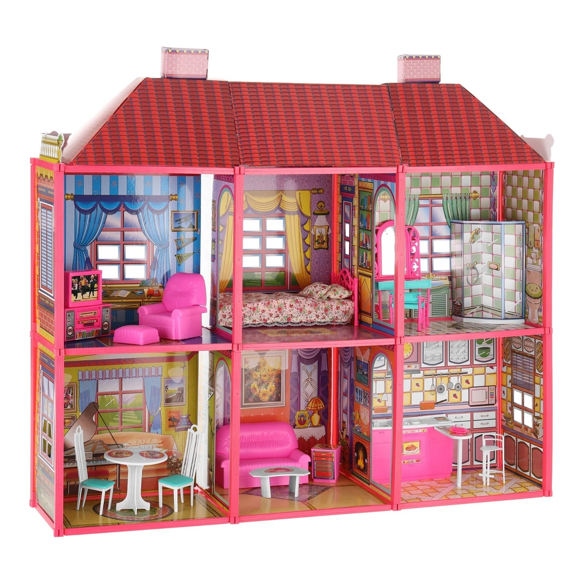 XXL Large 128 PCs Doll House chateau palace Barbie Dollhouse 108 x