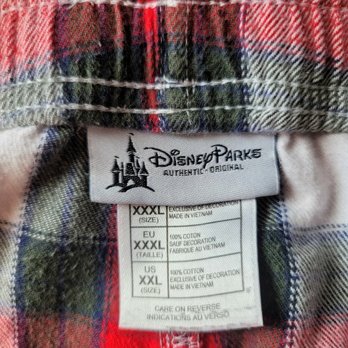 Disney Parks Pajama Pants Mens XXL Red Plaid Flannel Bottoms Drawstring Pockets  - Bild 7 von 7