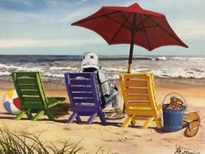 stormtrooper On Beach Star Wars art print poster upcycled thrift store painting