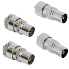 2 x MALE 2 x FEMALE TV AERIAL COAX CONNECTORS SOCKET COAXIAL PLUG METAL CABLE UK