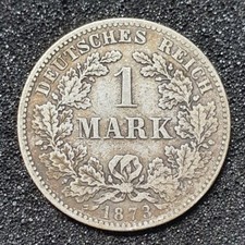 1 Mark Piece 1873 F German Reich Imperial Eagle Old Empire Silver Coin