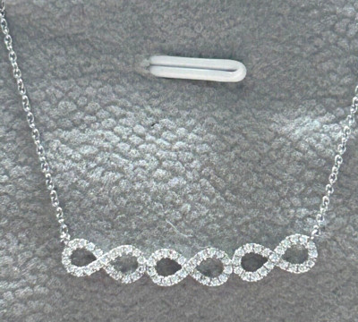 KNOCHEN LEVY 18K WEISSGOLD INFINITY GESCHWUNGENER BAR DIAMANT ANHÄNGER