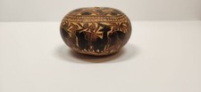 Vintage Carved Peruvian Gourd Shaker with Llamas and Herders
