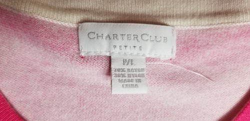 Charter Club Cardigan Sweater PL Long Sleeve Button Up Pink/White Floral EUC - Picture 12 of 12