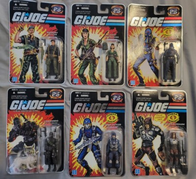 GI Joe 25th Anniversary A LOT OF 6 Snake Eyes, FLINT, Cobra Commander, Zartan  
