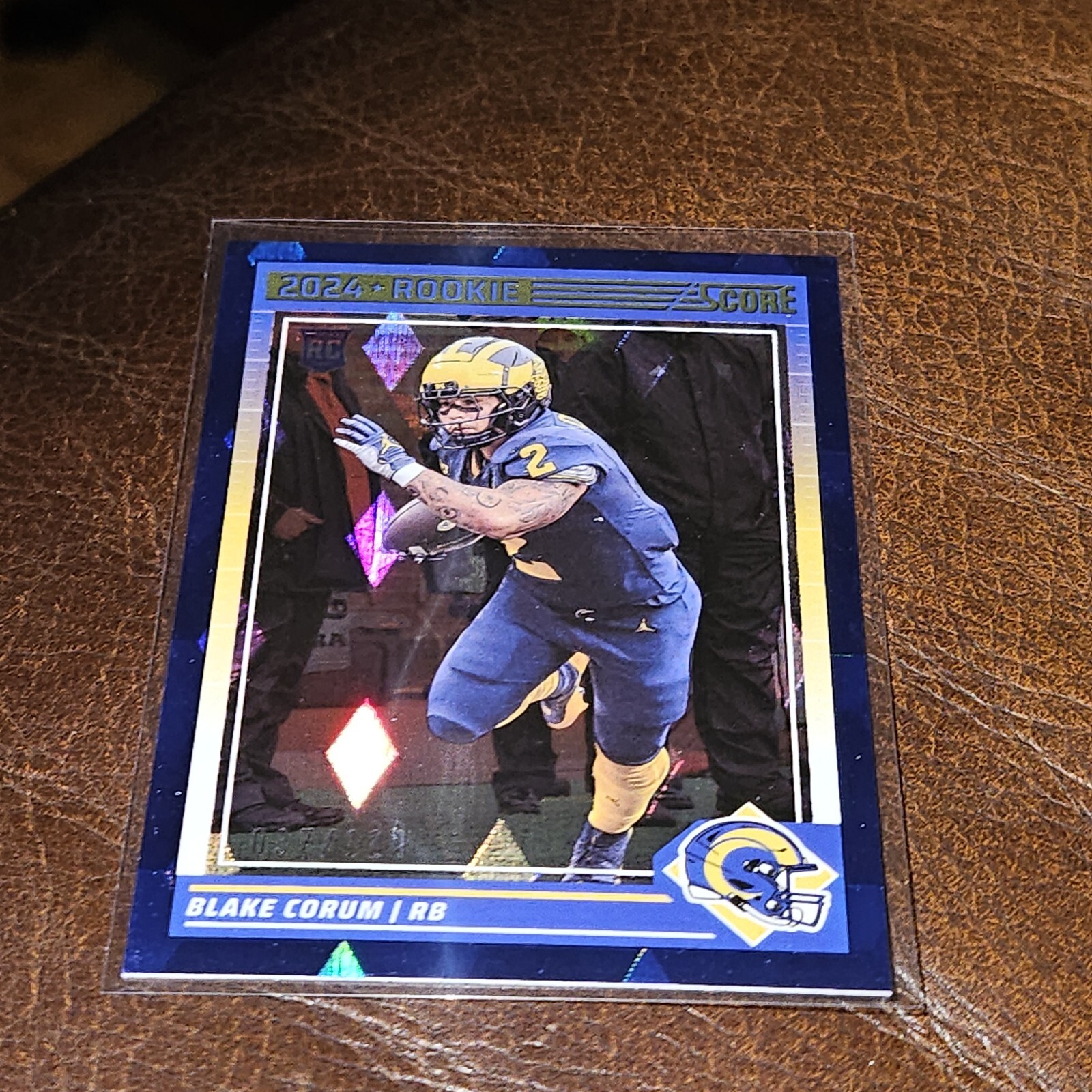 2024 Panini Score Blake Corum #389 Rookie RC Blue Cubic Refractor /120 LA Rams