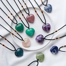 Heart Quartz Chakra Stone Crystal Healing Pendant Yoga Energy Necklace Jewelry