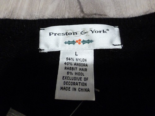 Preston & York Sweater L Black Beaded Cardigan Nylon, Angora, Wool NEW NWT - Picture 7 of 12