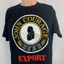 Vintage 70s John Courage T Shirt Mens Size L Sportswear Made In USA Black Beer