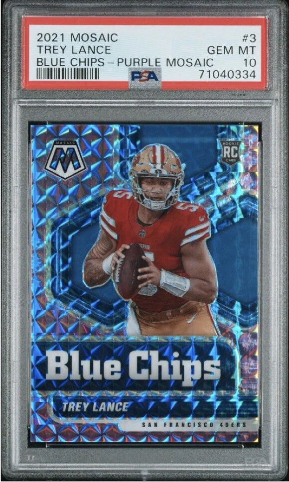 Trey Lance Panini Mosaic Blue Chips #3 Purple Mosaic