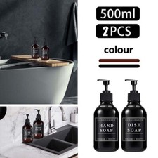 2Pcs 16.9oz Soap Dispenser Empty Shampoo Pump Bottles Refillable with 12 Labels