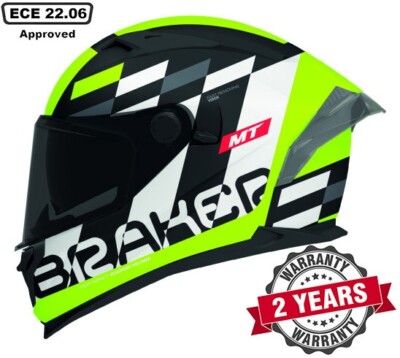 MT BRAKER SV FULL FACE ECE22.06 DUAL VISOR MOTORCYCLE HELMET FOSTER  FLUO