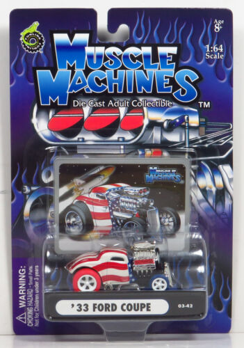 Muscle Machines Stars & Stripes Red Blue Tires 1933 Ford 33 Coupe 03-42 Chase - Picture 2 of 5
