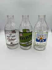 3 Vintage Dairy Crest Advertisement Milk Bottles Cadburys Balisto 1980s 