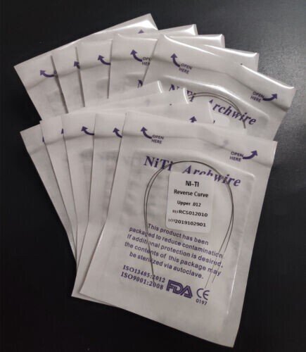 10 Packs Of Dental Orthodontic Reverse Curve Nickel Titanium (NiTi) Arch Wires - Round, Super Elastic