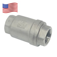 1/2" in inch Spring Loaded In-line NPT Threaded Check Valve Stainless Steel
