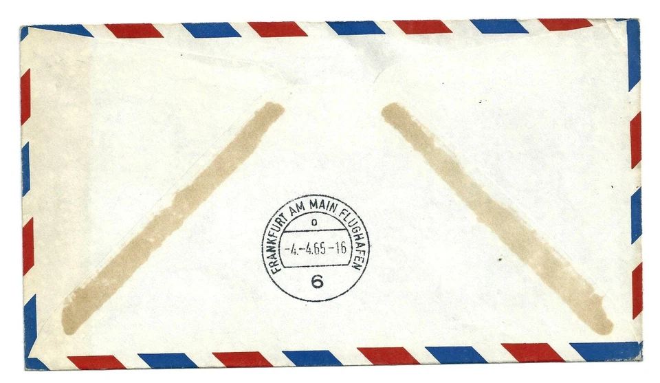 U.S. Air Mail First Flight Cover - Lufthansa  Philadelphia-Boston-Frankfurt 1965 - Image 2 of 2
