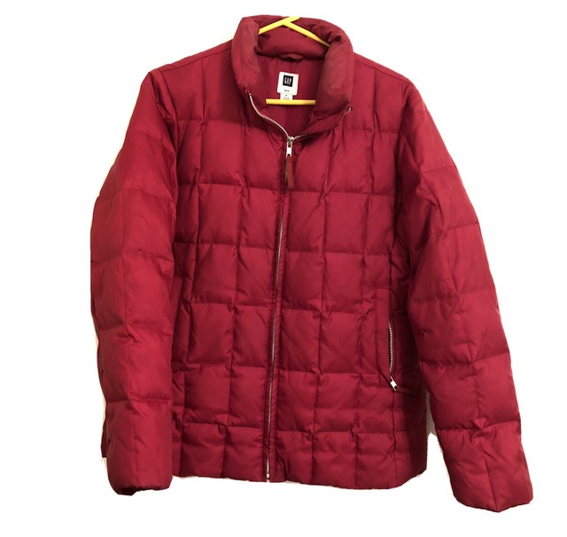 Gap Red Down Quilted Womens Jacket w/ Fitted Waist, Medium Excellent Condition! eBay