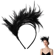 Feather Headband for Women Feather Feather Headband-1Pcs Feather-black