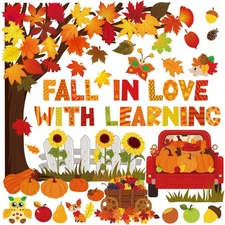 135 Pieces Fall Classroom Bulletin Board Decorations Autumn Thanksgiving Tree