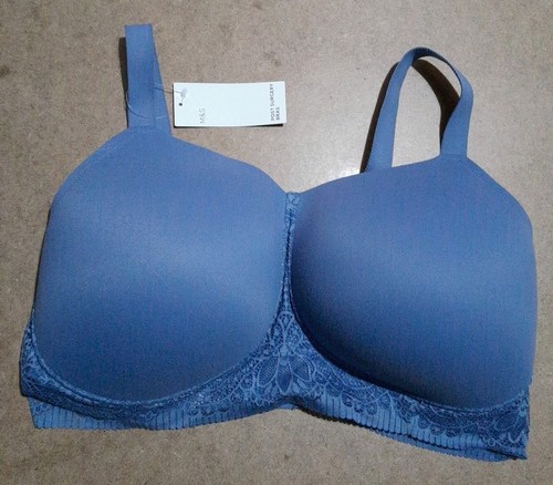 Neu M&S schieferblau Spitzendetail ohne Bügel gepolstert Post-OP - Bild 2 von 5