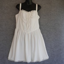 ABAFIP White Milkmaid Corset Mini Dress XL Lace Up Bustier Pleated Skater Coquet