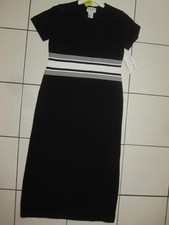 VINTAGE NWT PLAZA SOUTH COTTON KNIT MEDIUM BLACK CONSRVATIVE DRESS SHORT SLEEVE