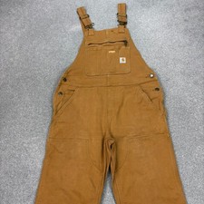 Carhartt Dungarees Womens 32x30 Tan Overalls Double Knee Duck Canvas Bib Lady