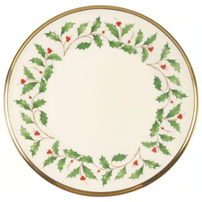 Lenox Holiday Dimension Holly Berry w/ Gold Trim Salad Plate 8" USA