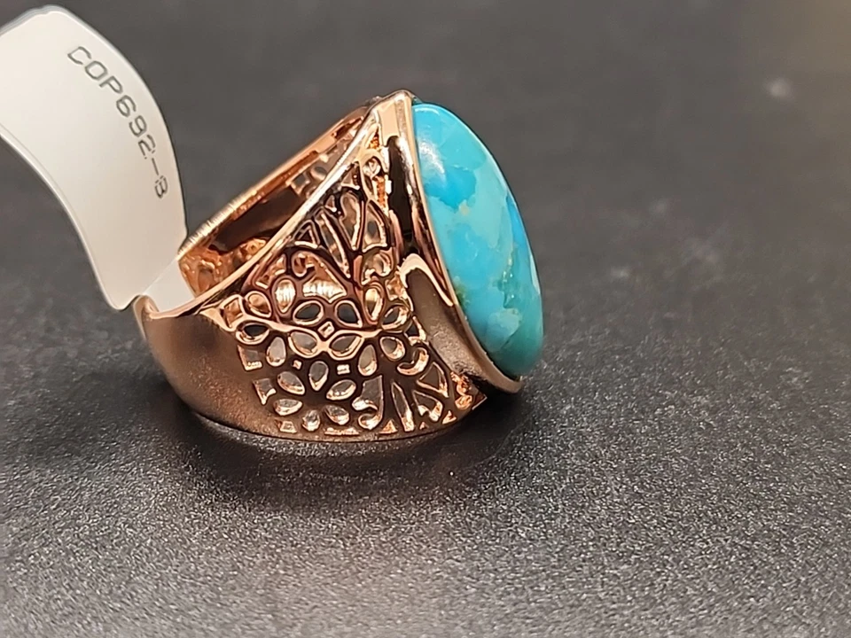 Anillo Timna Azul Marqués Turquesa Cobre Talla 8 COP692 Foto 3 de 4