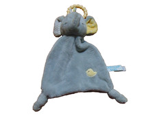 Douglas Baby sleeping Elephant Lovey Security Blanket Gray Yellow Bird knotted