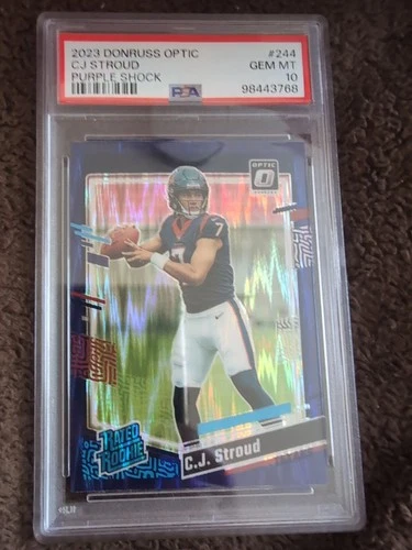 2023 Panini Rated Rookie C.J. Stroud #244 Purple Shock Prizm (RC) PSA Gem MT 10