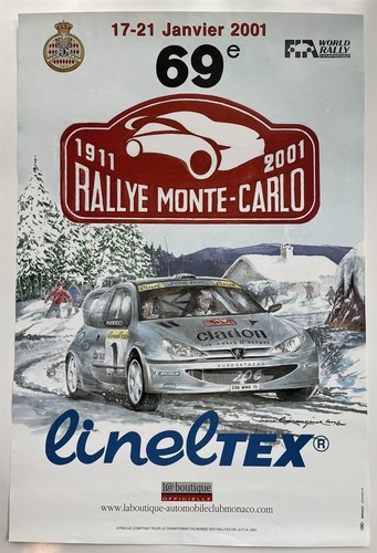 Poster 2001 Monte-Carlo Rally Monaco Peugeot 206 WRC Rallye Car FIA