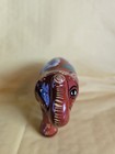 0325-m154 Vintage Made In Mexico Pottery Elephant With Vibrant Handpainted Flora — photo 2