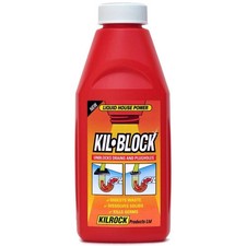 Kilrock Kil-Block Original Drain Unblocker 500ml Sinks Plugholes Outdoor