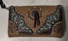 Montana West Western Wallet Turquoise Concho Brown