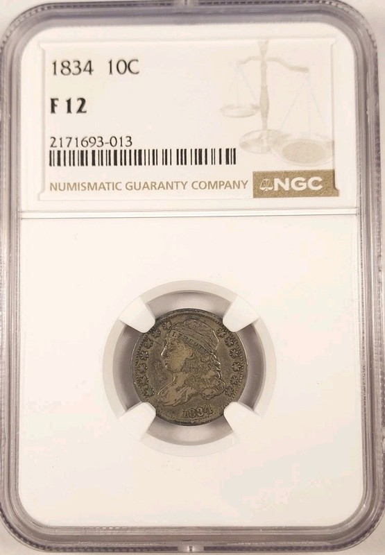 1 Of 15 Pop NGC F 12 1834 Capped Bust Dime 10¢ Large 4