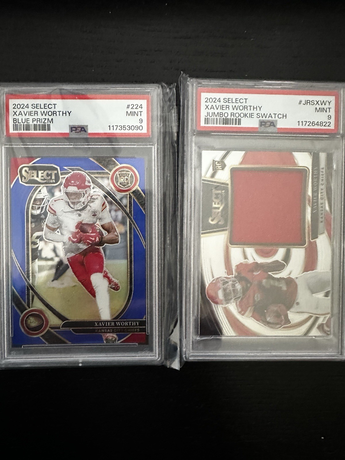 2024 Select Club Level Xavier Worthy Blue Prizm /99 Jumbo Swatch PSA 9 /199 RC