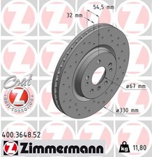 2x Bremsscheibe SPORT Z ZIMMERMANN 400.3648.52 f&uuml;r MERCEDES W164 W251 V251 280