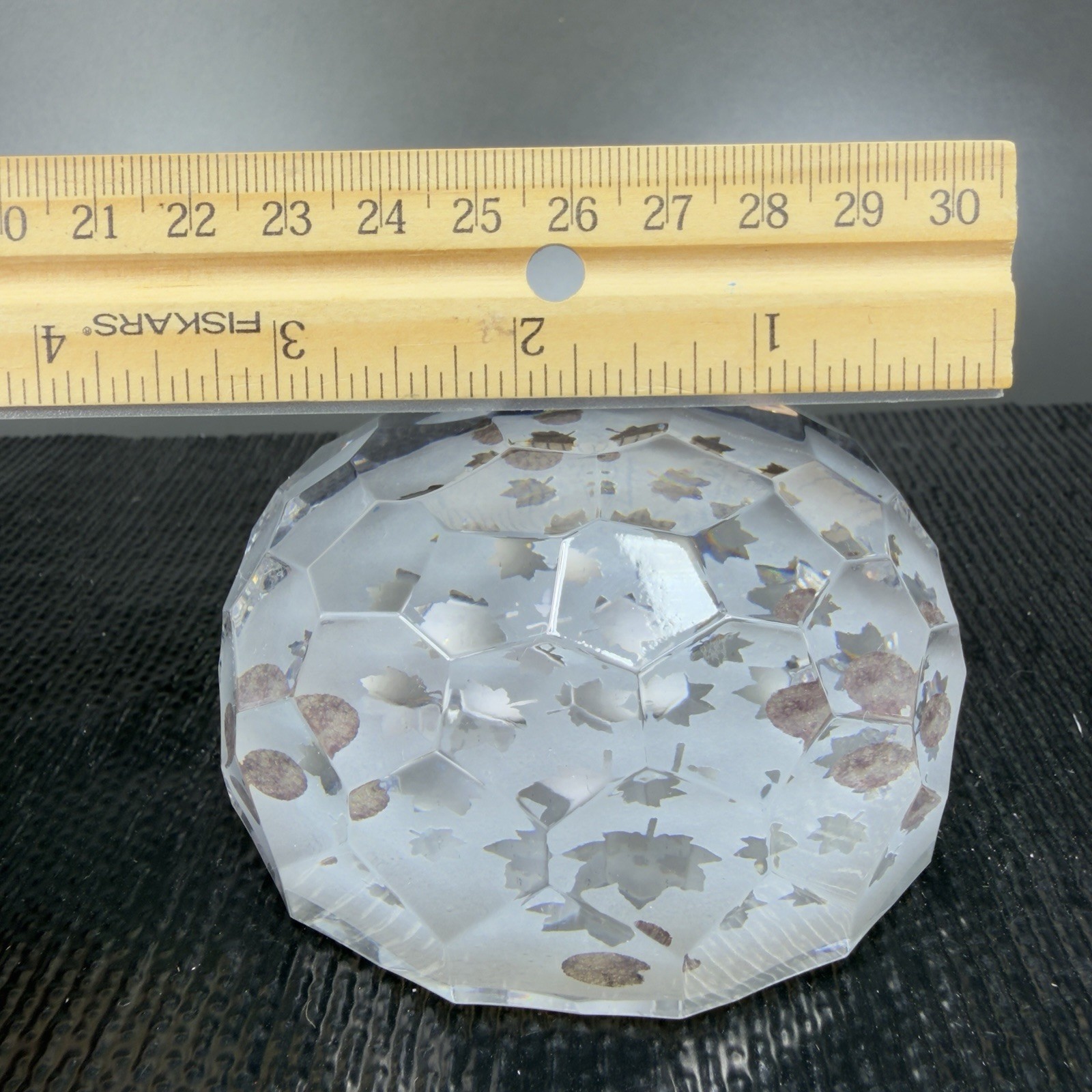 Vintage Tipperary Clear Crystal Leaf Eire Paperweight Faceted Etched Ireland VTG