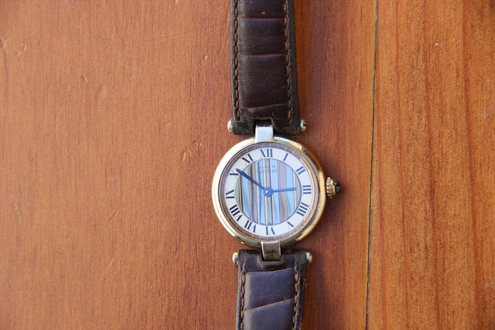 RARO OROLOGIO DA DONNA MUST DE CARTIER VERMEIL (590004) QUADRANTE TRINITY (anni '90)