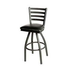 Oak Street Mfg SL2301SBLK Ladderback Swivel Barstool w/Black Vinyl