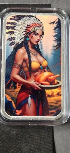 Bullion Baddies Series II Pocahotness Colorized 1 Oz Silver Bar w/COA Capsule