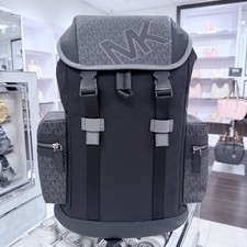 Michael Kors Cooper Gunmetal Pocket MK Logo Signature Backpack