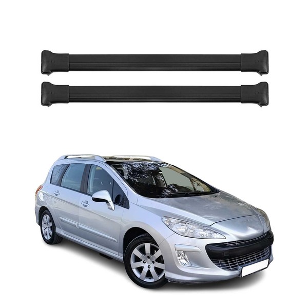 DachträGer GrundtäGer FüR Peugeot 308 Kombi 2008-2014 75Kg Alu Schwarz 2 Tlg-image