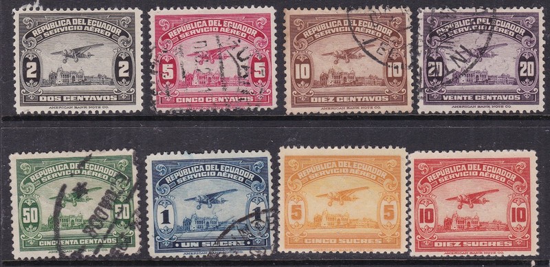 ECUADOR  ^^^^RARER  sc#C8-C15  MNH,HR, USED   AIRPOSTS set  hcv@ xxrum715ecua