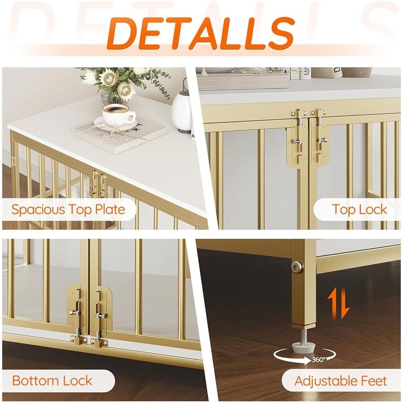 как выглядит Stylish Dog Crate Furniture Dual Door Design Indoor Pet Kennel 154lb Capacity US фото