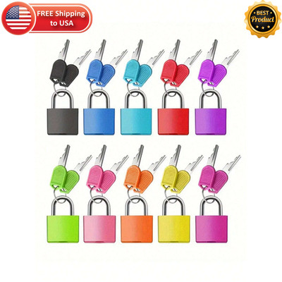 Mini Padlock With Keys Toolbox Luggage Gym Locker Suitcase Travel Lock Set 10Pcs