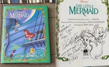 1993 Walt Disney The Little Mermaid Book SIGNED w/DRAWINGS BY RON DIAS Flounder