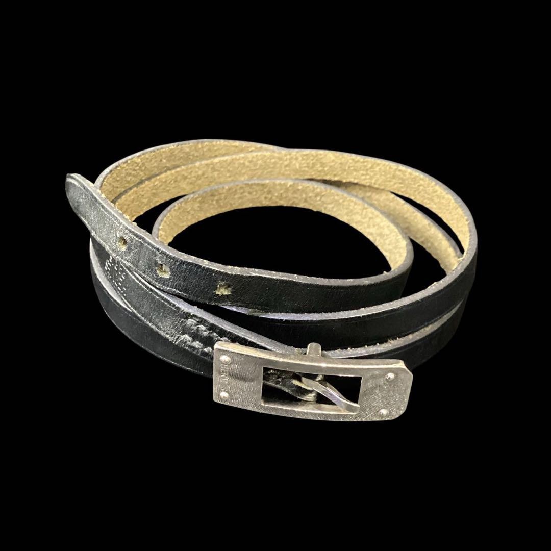 Hermes Leather Bracelet Kelly Aldion Black Excellent Used No Box Auth